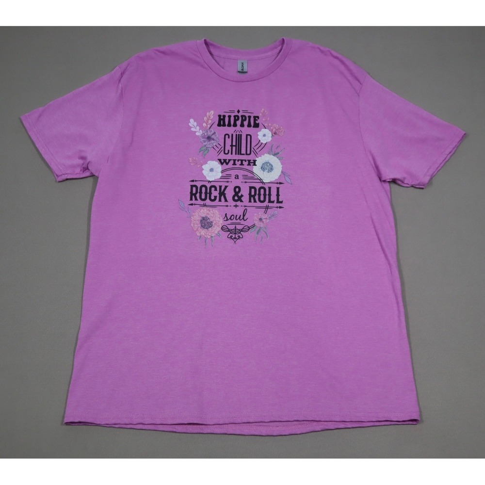Women's Hippie Child With A Rock & Roll Soul - Pink - Size XL‎
